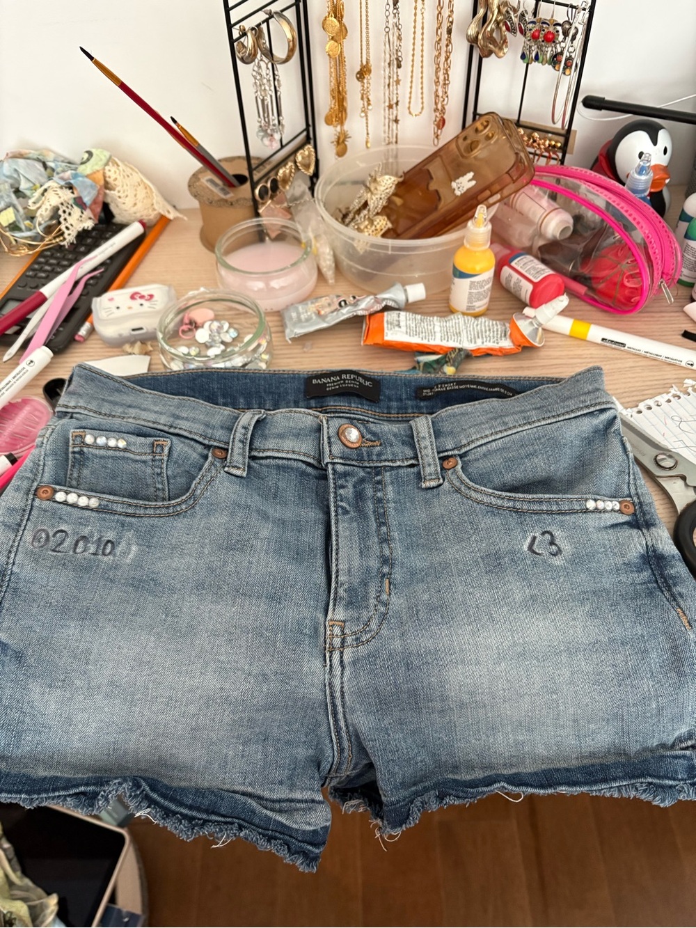 Banana Republic custom painted Paul Frank #SWAG denim shorts